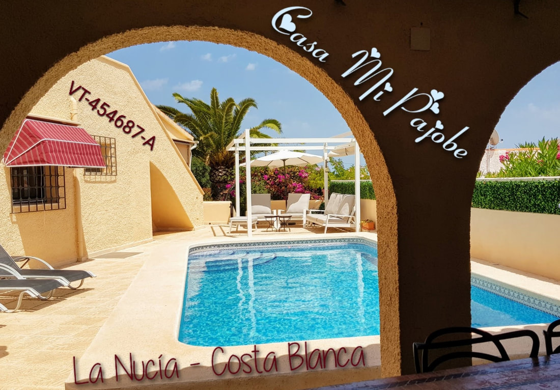 Villa exterior with pool in daylight